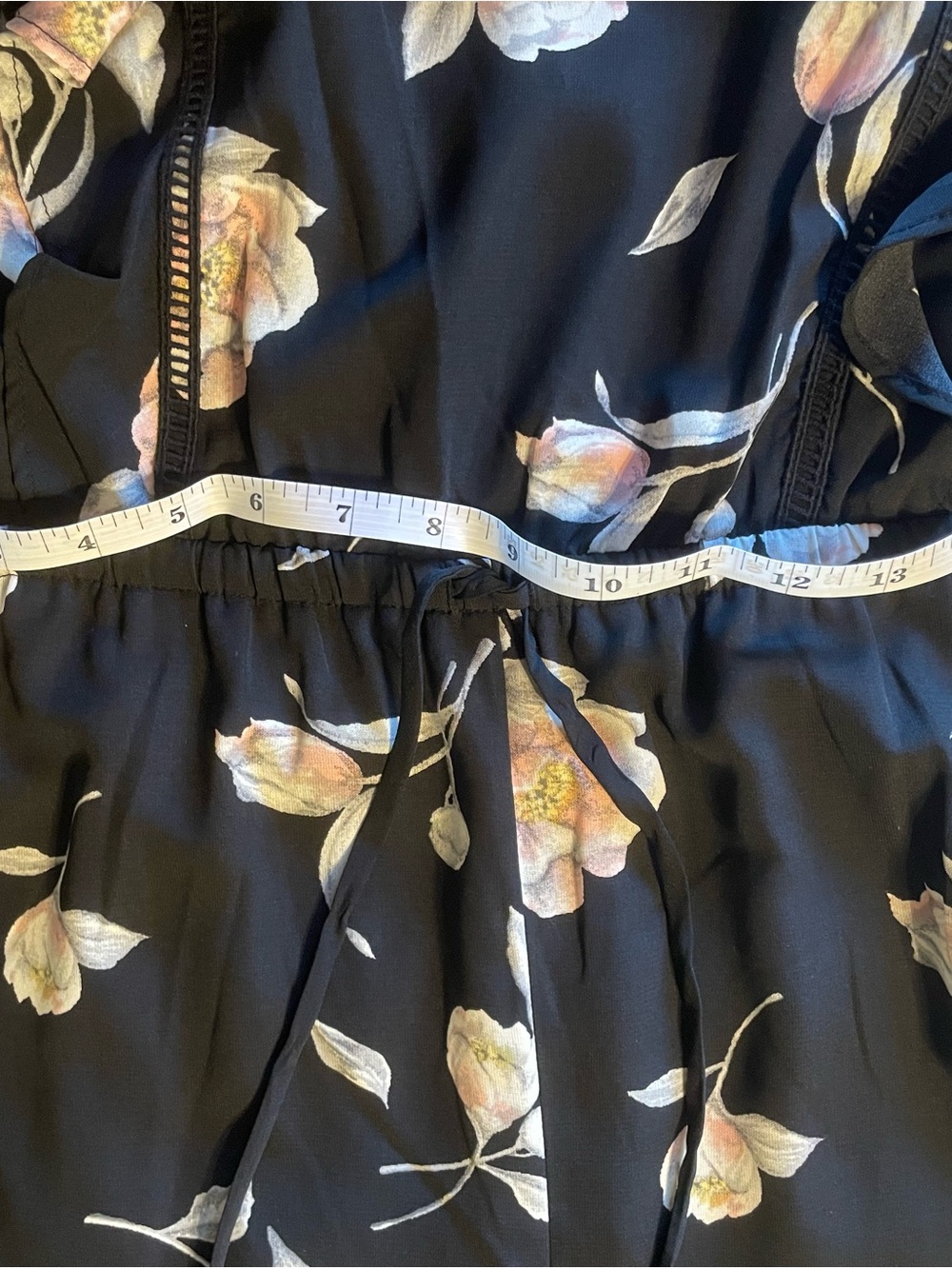 Xhilaration Black Floral Jumpsuit with Ruffle Straps - Picture 13 of 16